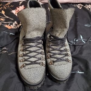 Intentionally Blank black and white chunky boots